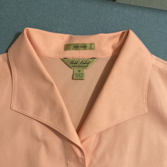 Westbound gold label Size 18 sleeveless non-iron buttoned down peach blouse - Picture 5 of 9